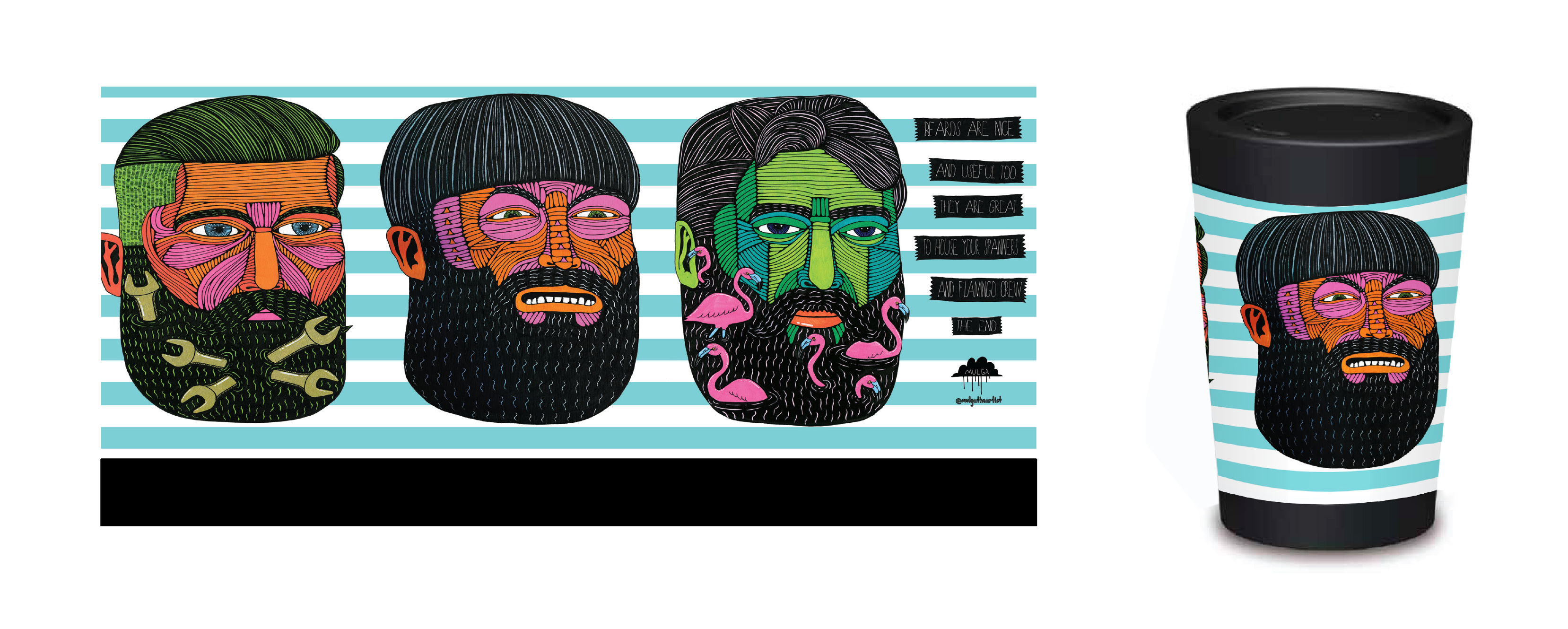 Image of Three Beards Coffee Mug – Designed by AU Artist Mulga | Designer Coffee Mugs